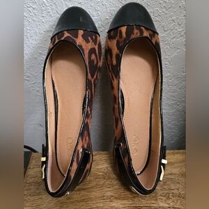 Cato Women's Leopard Print Flats with Black Accents Size 8